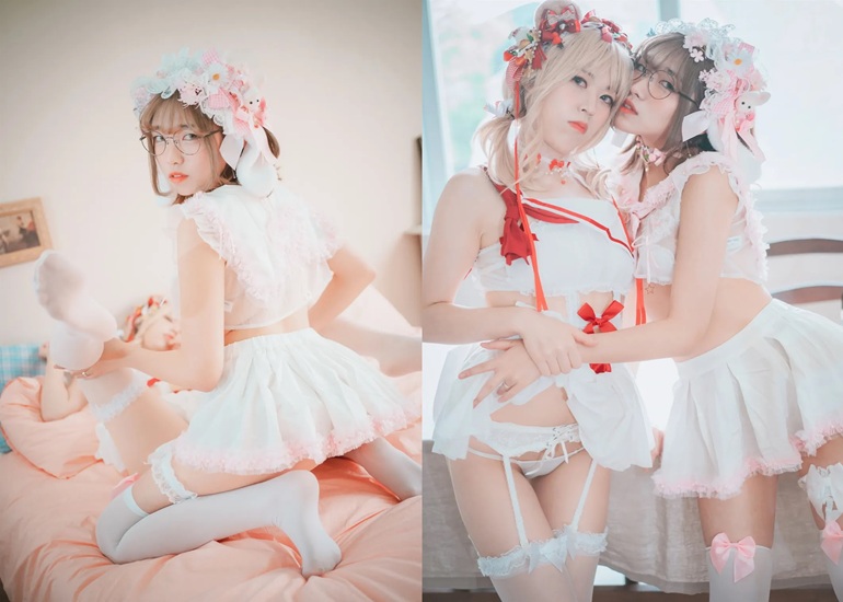 Ảnh Hot 18+ Cosplay G&aacute;i Đẹp Sonson 손손 & Mozzi 모찌, [DJAWA] Spring Comes Twice Set.02