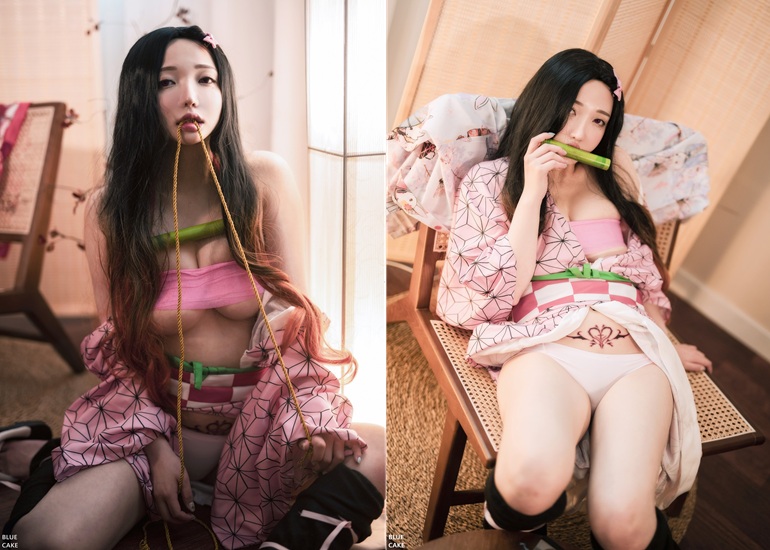 Ảnh Hot 18+ Cosplay Gái Đẹp Son Yeeun 손예은, BLUECAKE ‘Pink Oni’ Set.01
