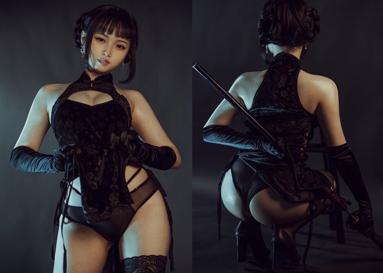 Ảnh Hot 18+ Cosplay Gái Đẹp Cosplay 七月喵子 穿旗袍耍剑