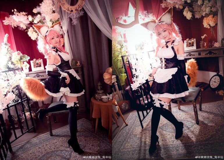 Ảnh Hot 18+ Cosplay Gái Đẹp 黄濑凉兔_兔半仙 Cosplay fate玉藻前女仆ver